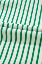 Bright Green Striped Exposed Seam Patchwork Loose Pullover Top