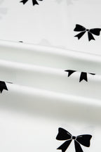 White Bows Print Two Piece Sleepwear