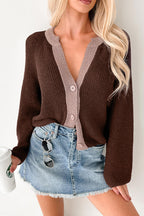 Chicory Coffee Healing My Heart Contrast Knit Cardigan