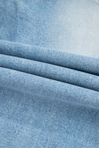 Beau Blue Flower Patched Light Wash Cropped High Waist Jeans