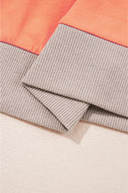 Grapefruit Orange Plaid Waffle Flower Patchwork Bracelet Sleeve Top