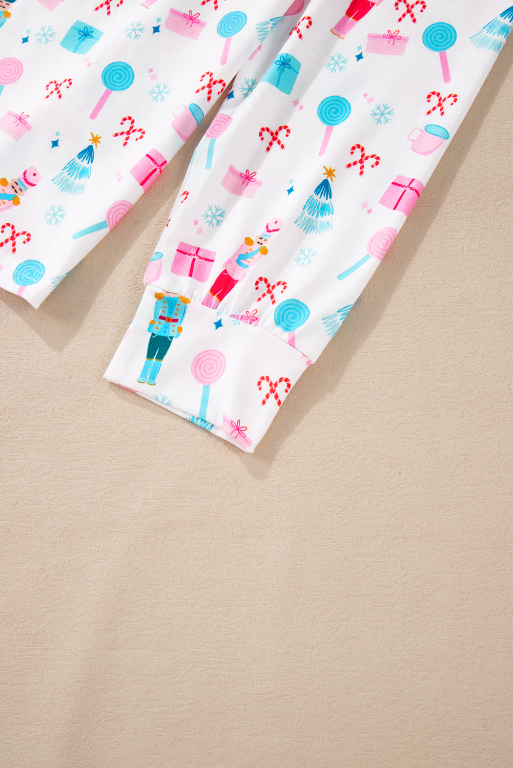 Festive White Christmas Pattern Long Sleeve Top and Wide Leg Pants Loungewear Set for Women