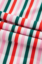 Pink Stripe Christmas Long Sleeve Shirt Style Lounge Dress