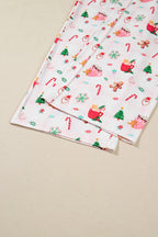 Cozy Pink Christmas Spirit Holiday Print Short Sleeve Pajama Set - 2-Piece Sleepwear