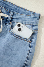 Myosotis Slit Leg High Rise Drawstring Casual Jeans