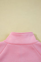 Pink Half Zip Sporty Pullover Mini Skirt 2pcs Outfit