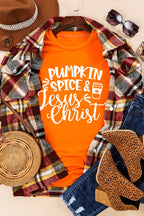 PUMPKIN SPICE & Jesus Christ Graphic T-shirt