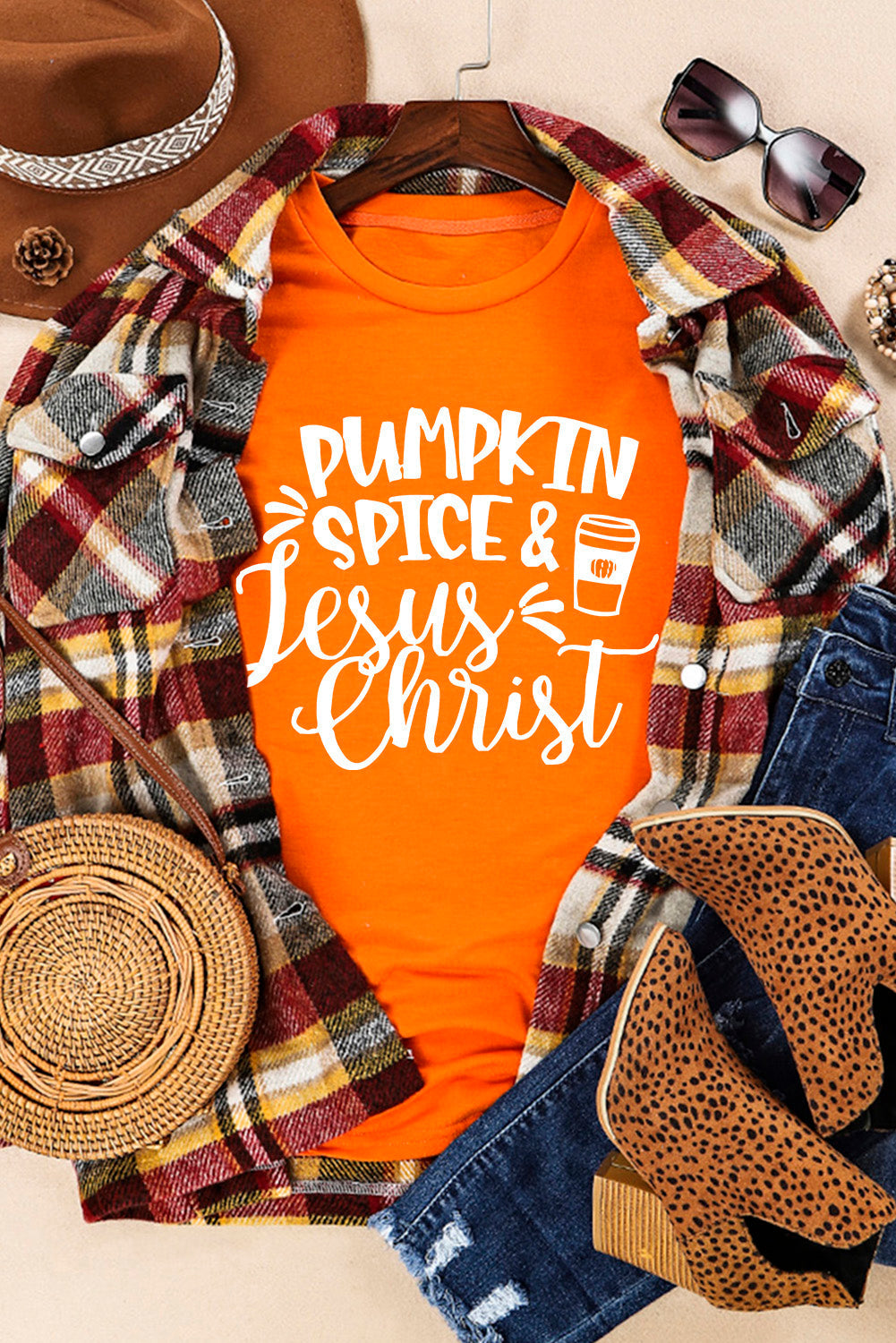 PUMPKIN SPICE & Jesus Christ Graphic T-shirt