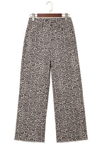 Brown Leopard Frayed Edge Wide Leg High Waist Jeans