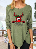Blue Zone Planet |  Full Size Reindeer Round Neck Long Sleeve T-Shirt