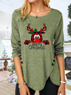 Blue Zone Planet |  Full Size Reindeer Round Neck Long Sleeve T-Shirt