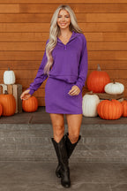 Wisteria Half Zip Sporty Pullover Mini Skirt 2pcs Outfit