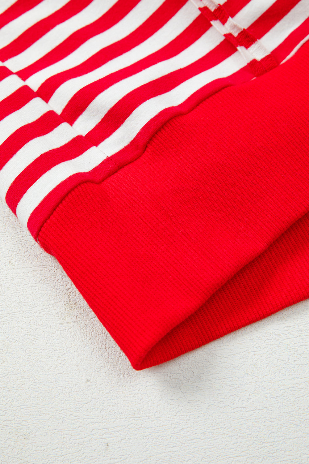 Red Stripe Exposed Seam Drop Shoulder Casual Pullover Top