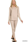 Zenana Microfiber Round Neck Top And Leggings Set