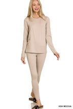 Zenana Microfiber Round Neck Top And Leggings Set