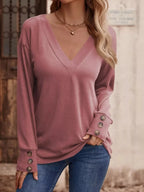 V-Neck Long Sleeve T-Shirt