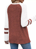 Ribbed Knit Raglan Long Sleeve T-Shirt