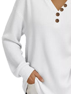 Full Size Casual Waffle Knit Long Sleeve T-Shirt Plus Size