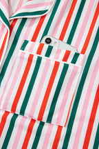 Pink Stripe Christmas Long Sleeve Shirt Style Lounge Dress