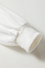 White Plaid Ruffled Patchwork Drop Shoulder Pullover and Drawstring Elastic Waist Shorts Matching Set