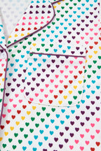 Romantic White "Love Heart" Print Valentines Long Sleeve 2-Piece Pajama Set for Couples