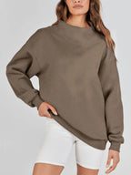Blue Zone Planet |  Mock Neck Drop Shoulder Long Sleeve Sweatshirt