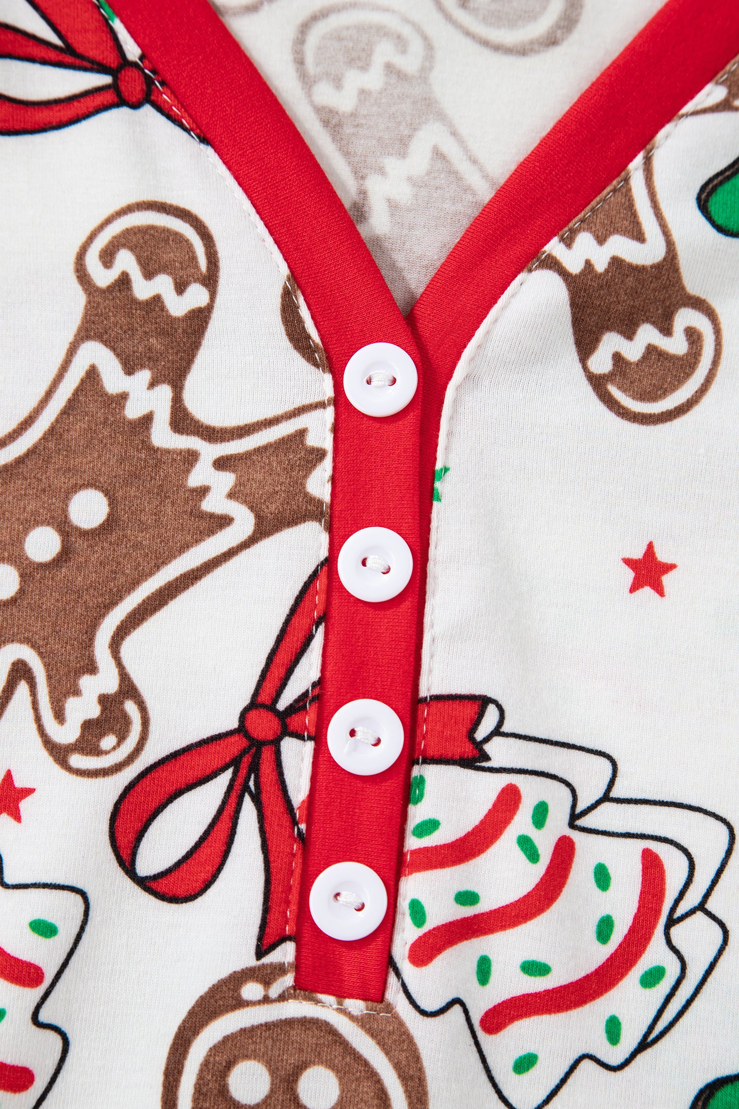 Cozy White Christmas Pattern V-Neck Pullover & Drawstring Pants 2-Piece Lounge Set for Women