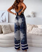Chic Printed Lace-Up Vest & Pants Set - Two-Piece Casual Outfit for Daily, Holiday, and Going Out