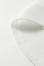 White Rounded Hem Waffle Long Sleeve Top