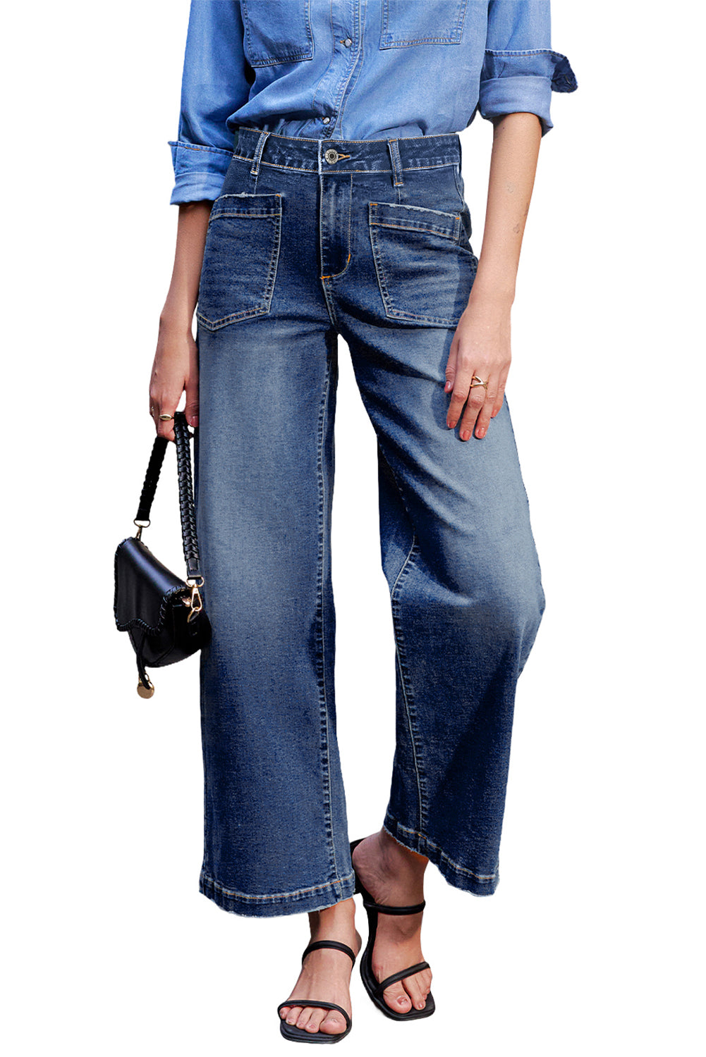 Bluing Mimimalist Patch Pocket Womens Shift Jeans