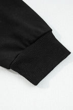 Black Varsity Stripe Detail Drop Shoulder Pullover Mini Skirt Set