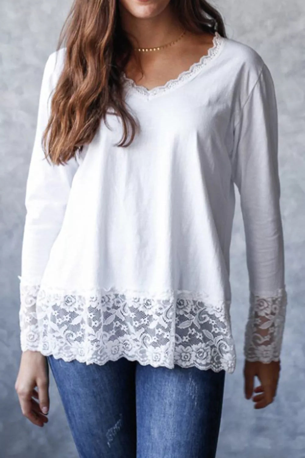Lace Trim Long Sleeve T-Shirt