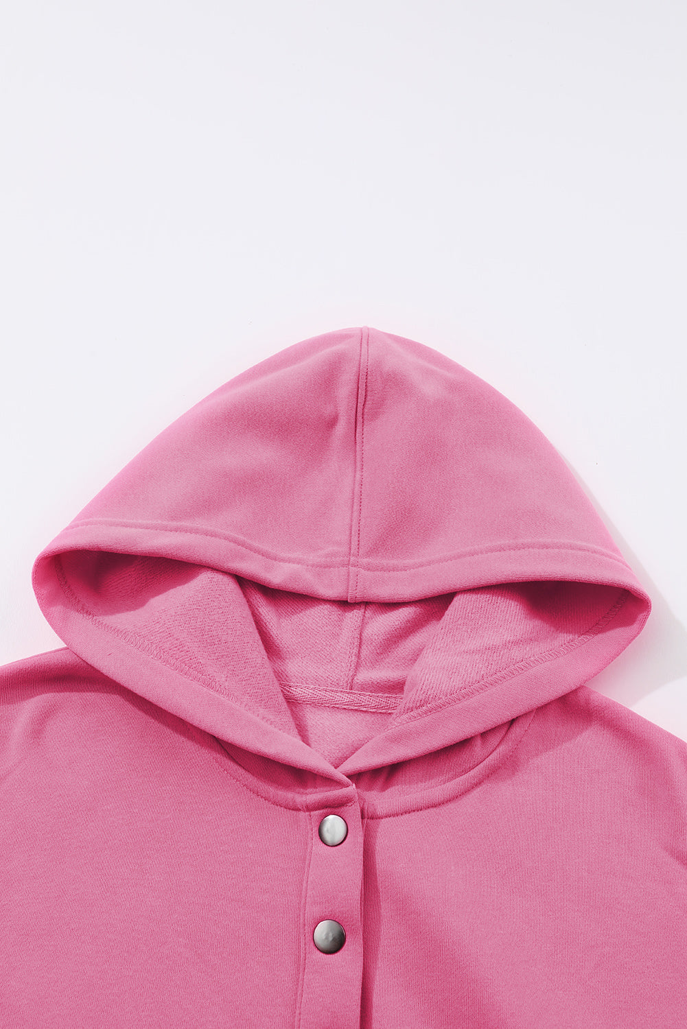 Pink Batwing Sleeve Pocketed Henley Hoodie
