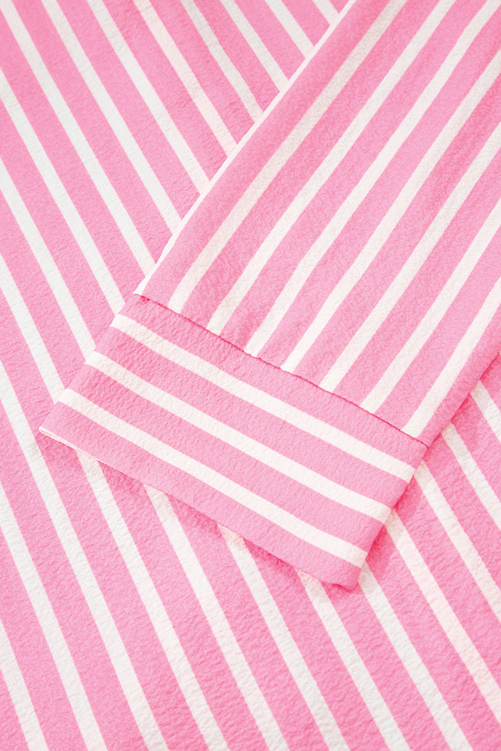 Pink Stripe Buttoned Front Long Sleeve Top and Pants 2 Piece Sleepwear