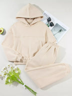 Solid Exposed Seams Hoodie and Joggers Activewear Set