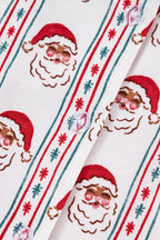 Festive White Santa & Stripes Ruffle Pajama Set for Cozy Holiday Nights
