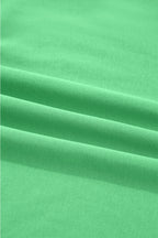 Bright Green Drop Shoulder Puff Sleeve Crop Pullover Drawstring Wide Leg Pants Set