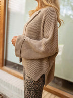 Asymmetrical Button Detail Sweater