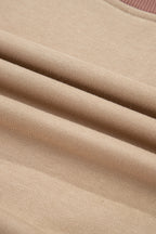 Khaki Color Block Long Sleeve Crop Top Drawstring Pant Set