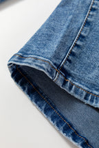 Dusk Blue Seam Detail Ankle Length Cropped Barrel Jeans