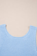 Beau Blue Horizontal Ribbing Patchwork Swing Sweater Tank