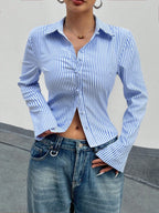 Kim's Striped Button Up Long Sleeve Shirt