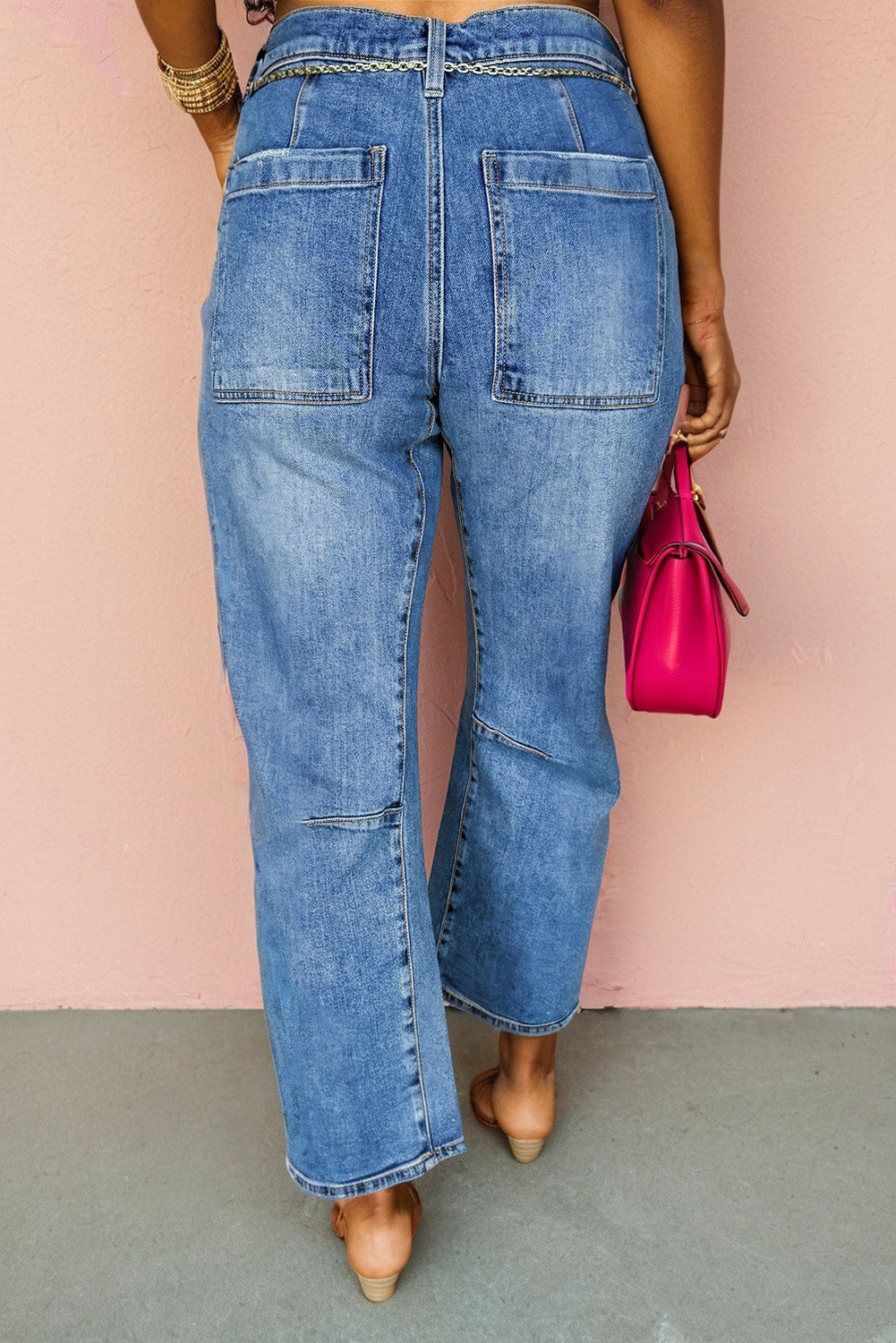 Dusk Blue Seam Detail Ankle Length Cropped Barrel Jeans