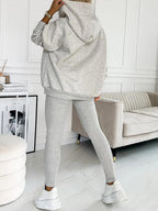 Comfortable & Stylish Grey Three-Piece Sweatshirt Set for Women - Includes Vest, Top, and Pants