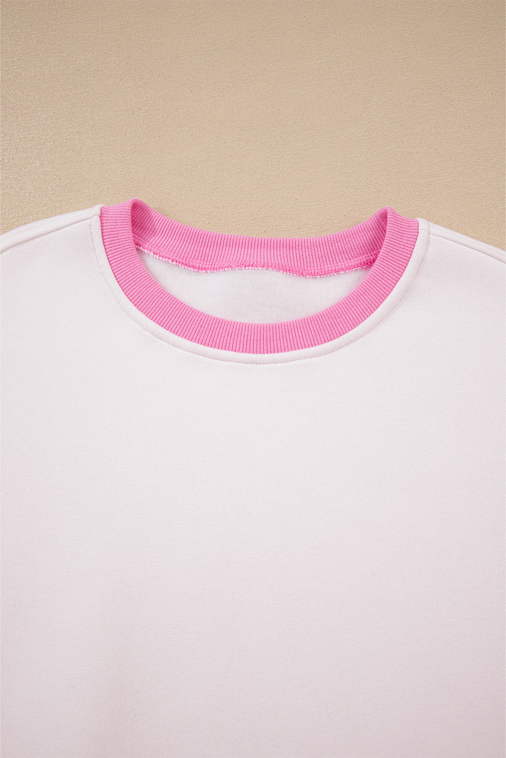 Strawberry Pink Color Block Pullover and Lace-up Elastic Waist Shorts Set