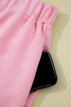 Pink Half Zip Sporty Pullover Mini Skirt 2pcs Outfit