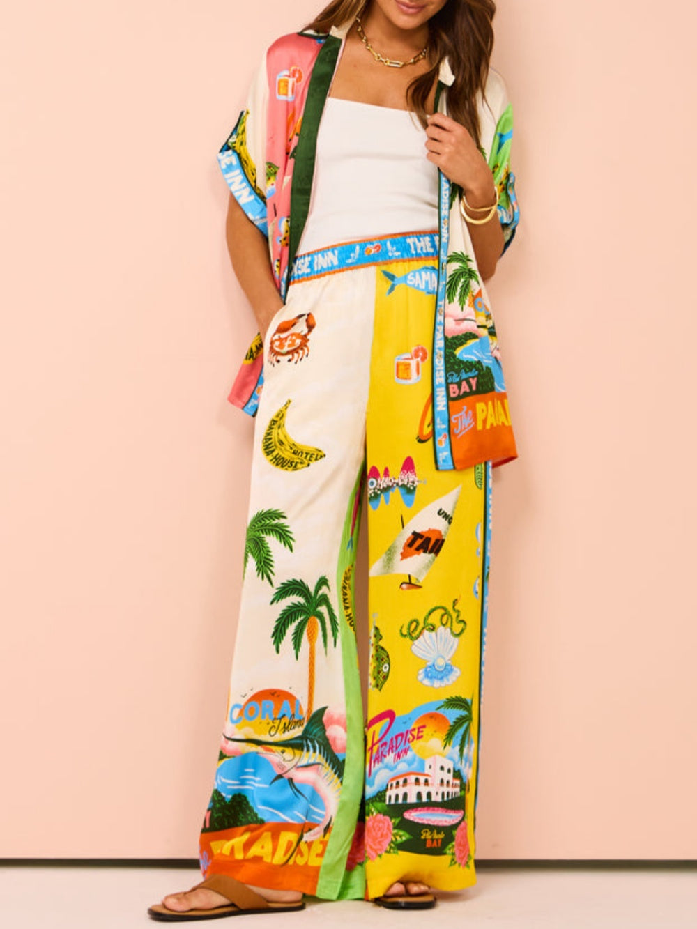Chic Summer Casual Loose Vacation Printed Two-piece Set for Women