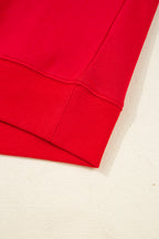 Fiery Red Varsity Striped Sleeve Drop Shoulder Sweatshirt and Short Set