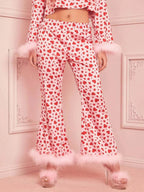 Heart Print Long Sleeve Top and Pants Lounge Set