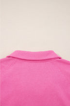 Sachet Pink Solid Color Collared Pullover and Central Seam Pants Set